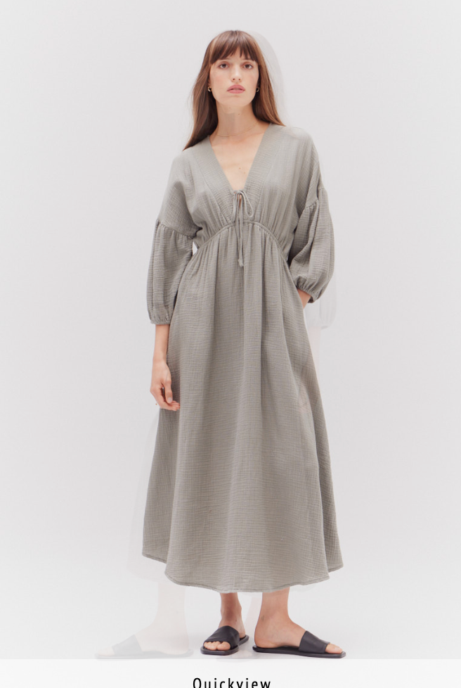 chinese dress ladies Dress, Long Sleeve Gauze Midi Dress – The Barefoot Cottage
