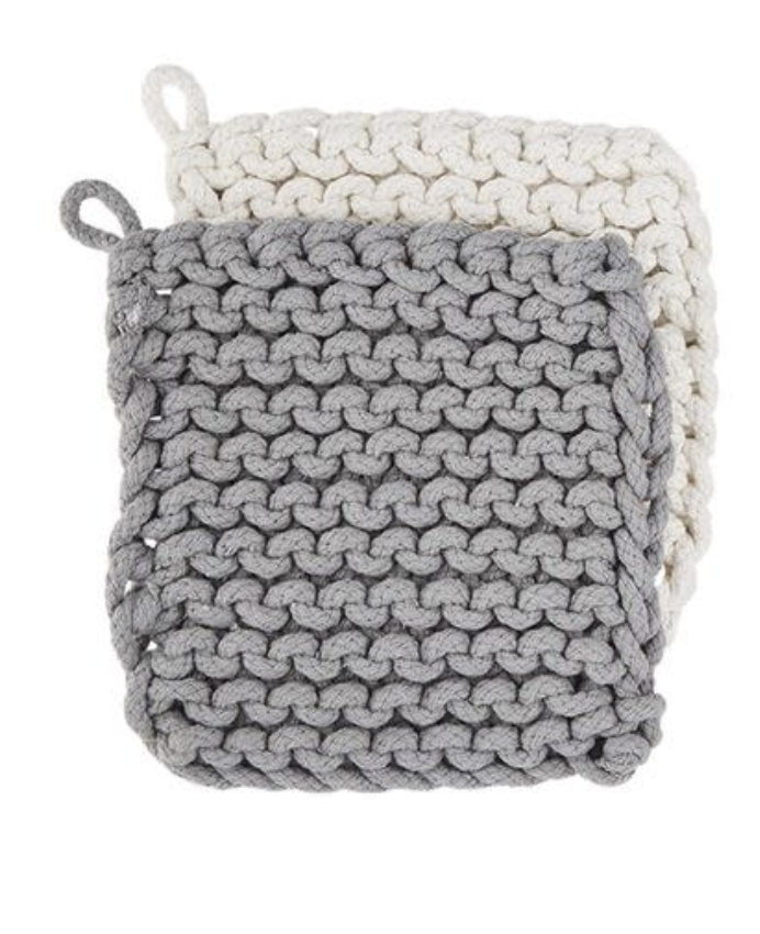 Grey & White Crochet Pot Holders 