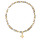 Gold Grateful 3mm Bead Labradorite Signature Cross Charm Bracelet