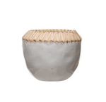 Round Stoneware with Rattan Stitching Planter - 5"