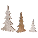 Flat Wood Tree with Gold Glitter