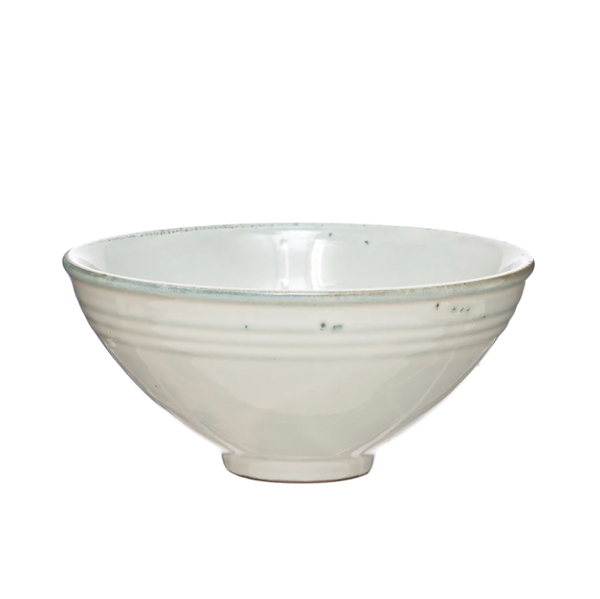 Round White Stoneware Bowl