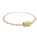 Barrel On Double Gold Paperclip Necklace