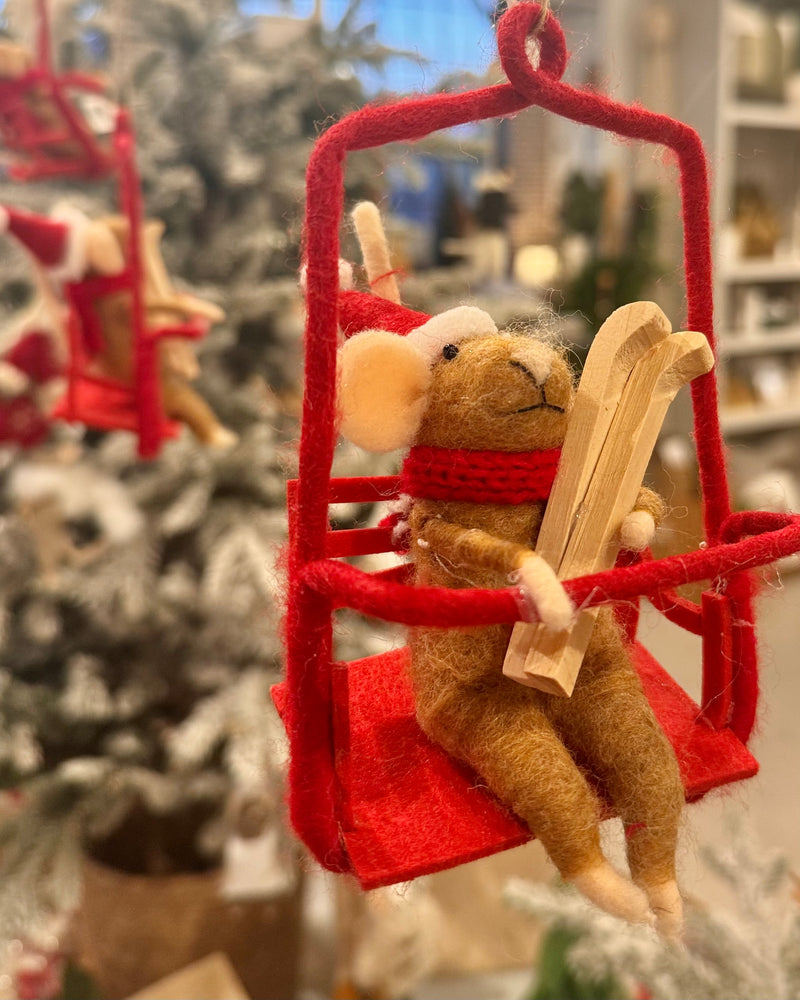 Ski Lift Mouse Ornament