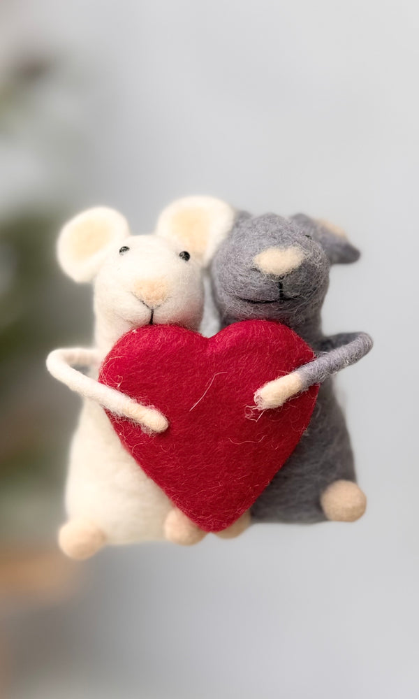 Hugging Mice with Red Heart