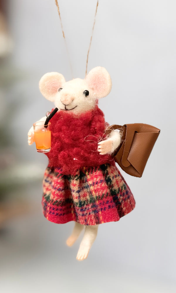Pia Plaid Mouse Ornament