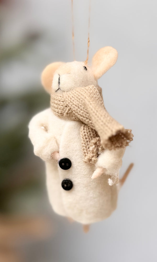 Cream Jacket Mouse Ornament