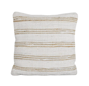 Tan & White Woven Striped Pillow