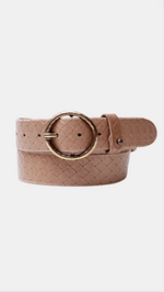 Zoya | Embossed Braided Leather Belt - Sand