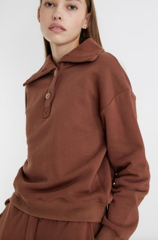 Vida Button Collared Pullover