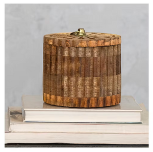 Carved Mango Wood Canister