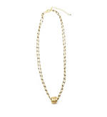 Pyrite Double Chain Barrel Necklace