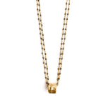 Pyrite Double Chain Barrel Necklace