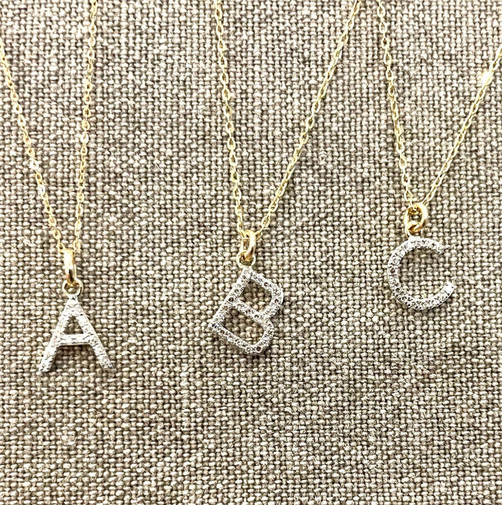 14k Gold + Diamond Initial Necklace