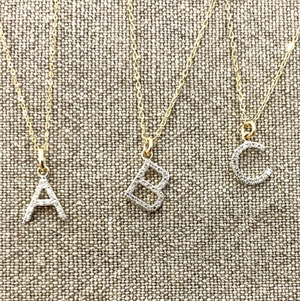 14k Gold + Diamond Initial Necklace