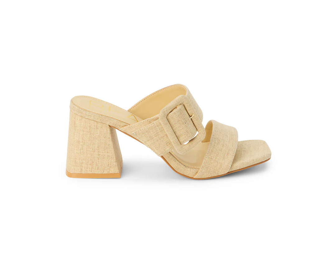 Lucy Natural Linen Buckle Heel