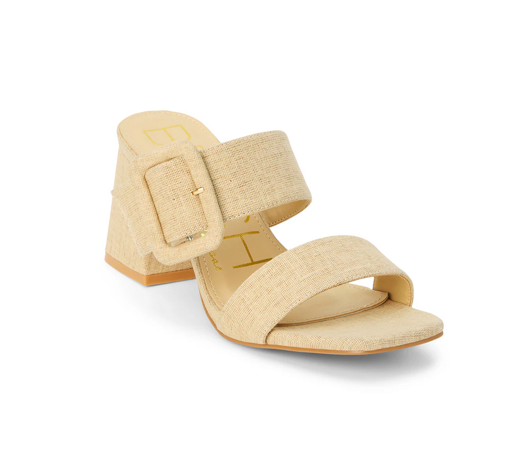 Lucy Natural Linen Buckle Heel