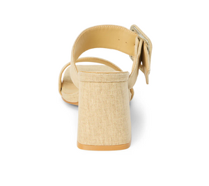 Lucy Natural Linen Buckle Heel