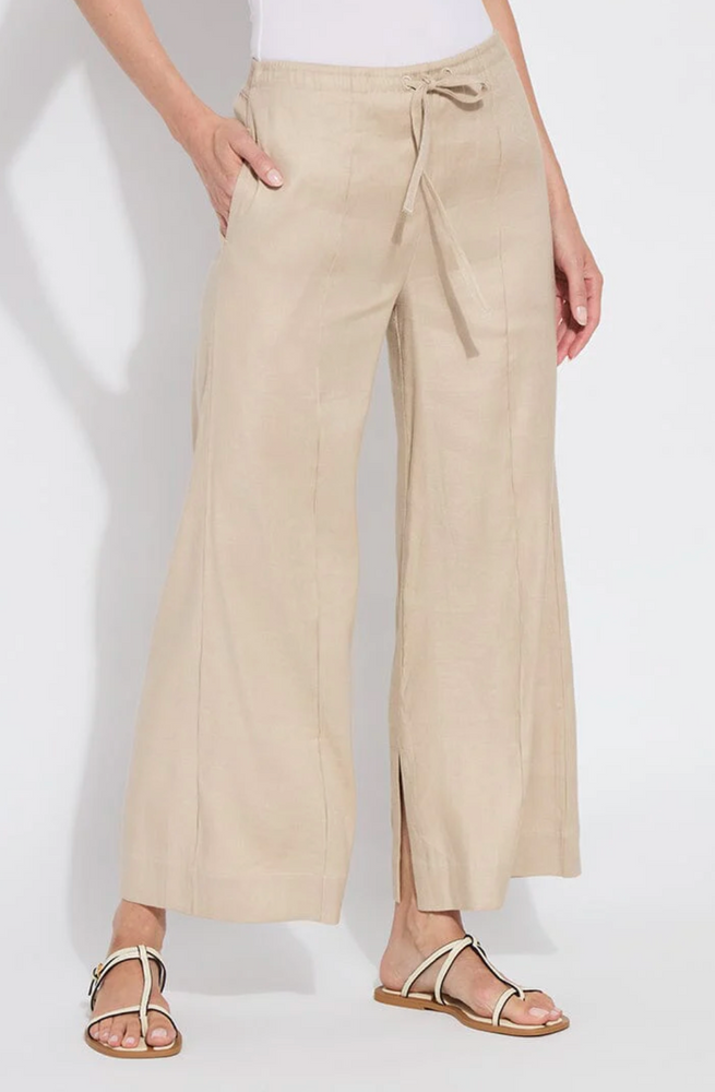Nixie Drawstring Linen Wide Leg Pant