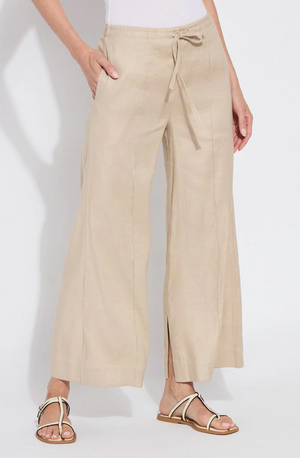 Nixie Drawstring Linen Wide Leg Pant