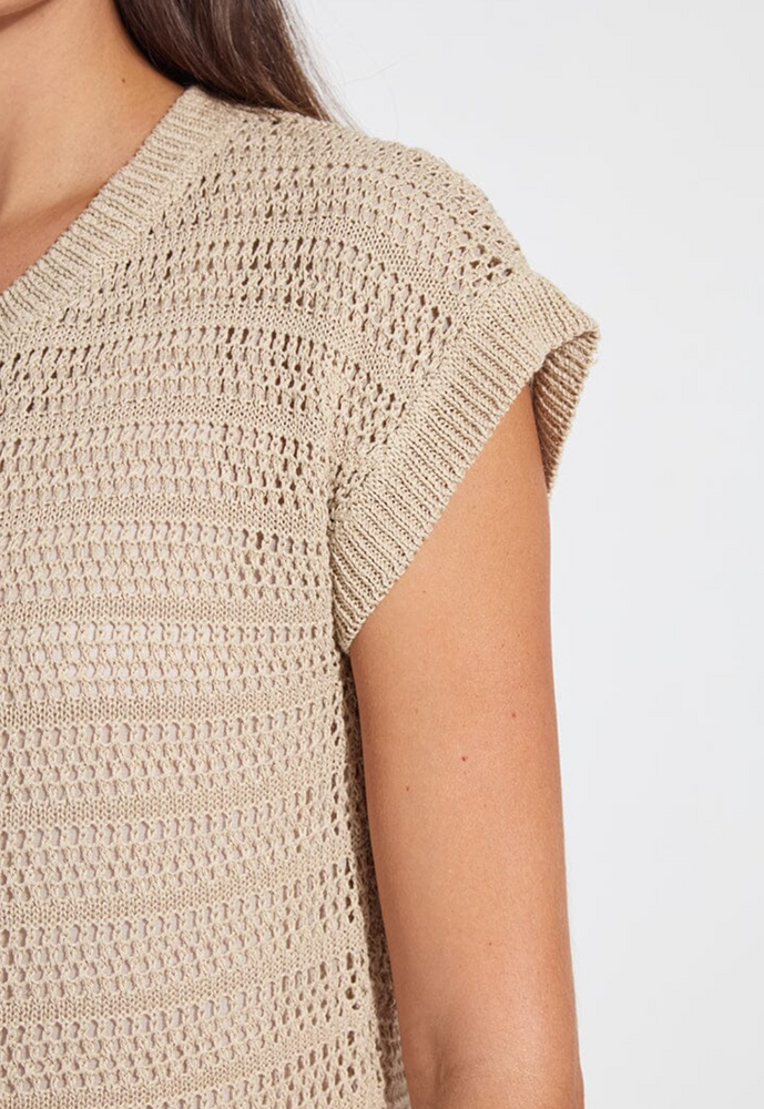 Brisa Linen Mesh Sleeveless Cardigan
