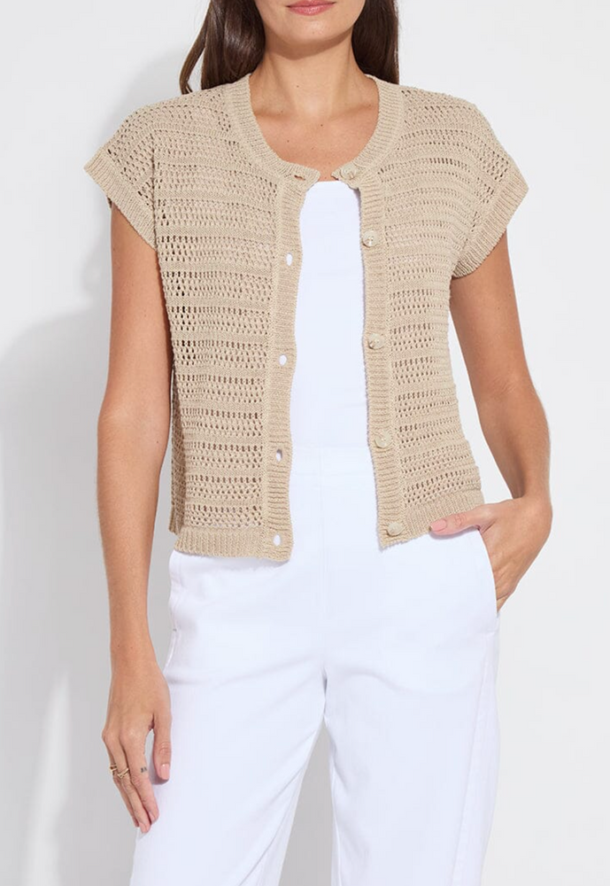 Brisa Linen Mesh Sleeveless Cardigan