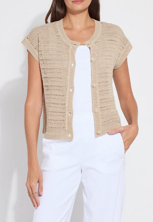 Brisa Linen Mesh Sleeveless Cardigan