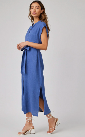Cap Sleeve Button Midi Dress