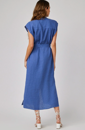 Cap Sleeve Button Midi Dress