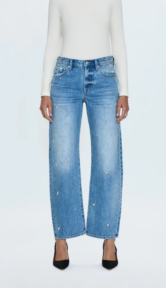 Lexi Mid Rise Bowed Heart Jeans