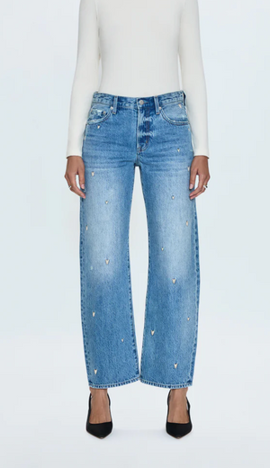 Lexi Mid Rise Bowed Heart Jeans