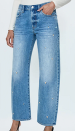 Lexi Mid Rise Bowed Heart Jeans