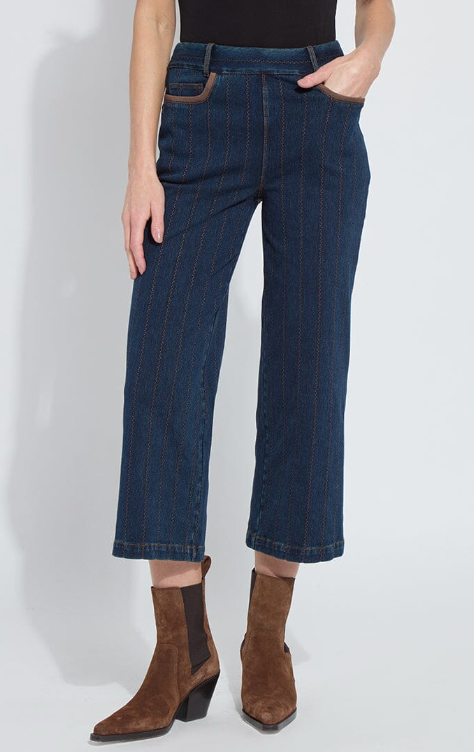 Landon Embroidered Wide Leg Denim