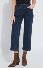 Landon Embroidered Wide Leg Denim