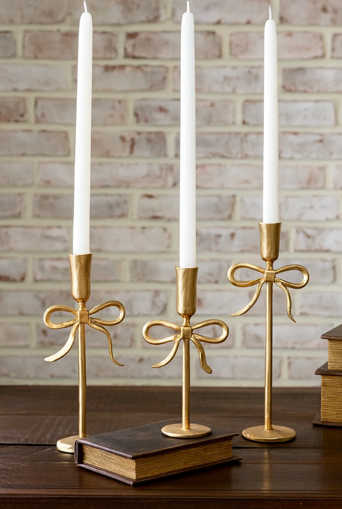 Gold Bow Taper Holder