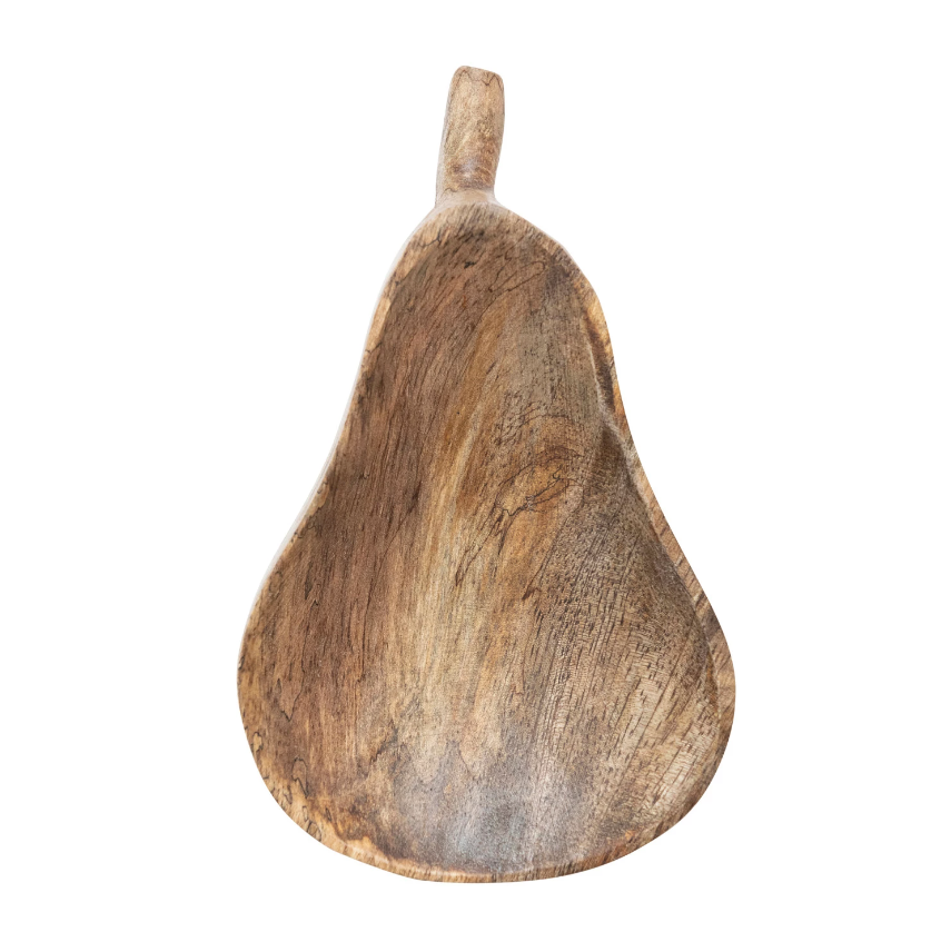 Pear Carved Wood Bowl