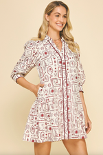 Western Print Tiered Dress