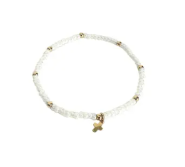 Luxe Cross Bracelet in Pearl White