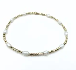 Petite Patterned Rice Pearl Bracelet