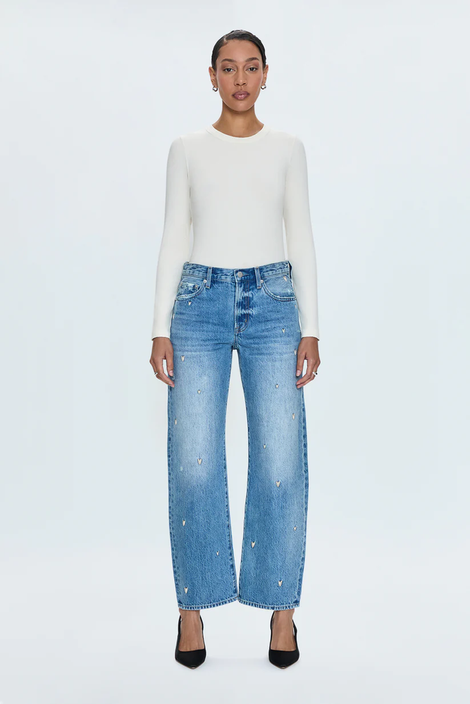 Lexi Mid Rise Bowed Heart Jeans