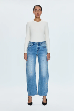 Lexi Mid Rise Bowed Heart Jeans