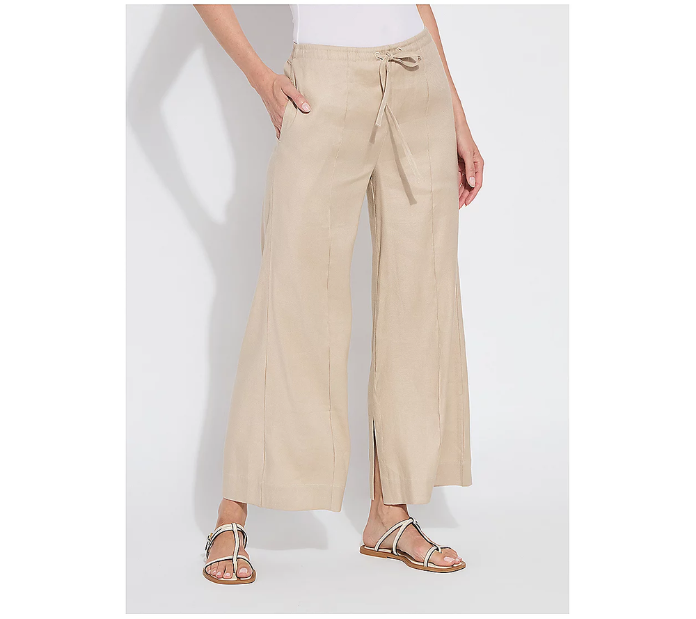 Nixie Drawstring Linen Wide Leg Pant