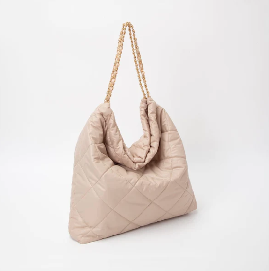 Quilted Puffer Bag with Chain