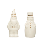 S/2 3-3/4"H Stoneware Santa & Snowman Salt & Pepper Shakers