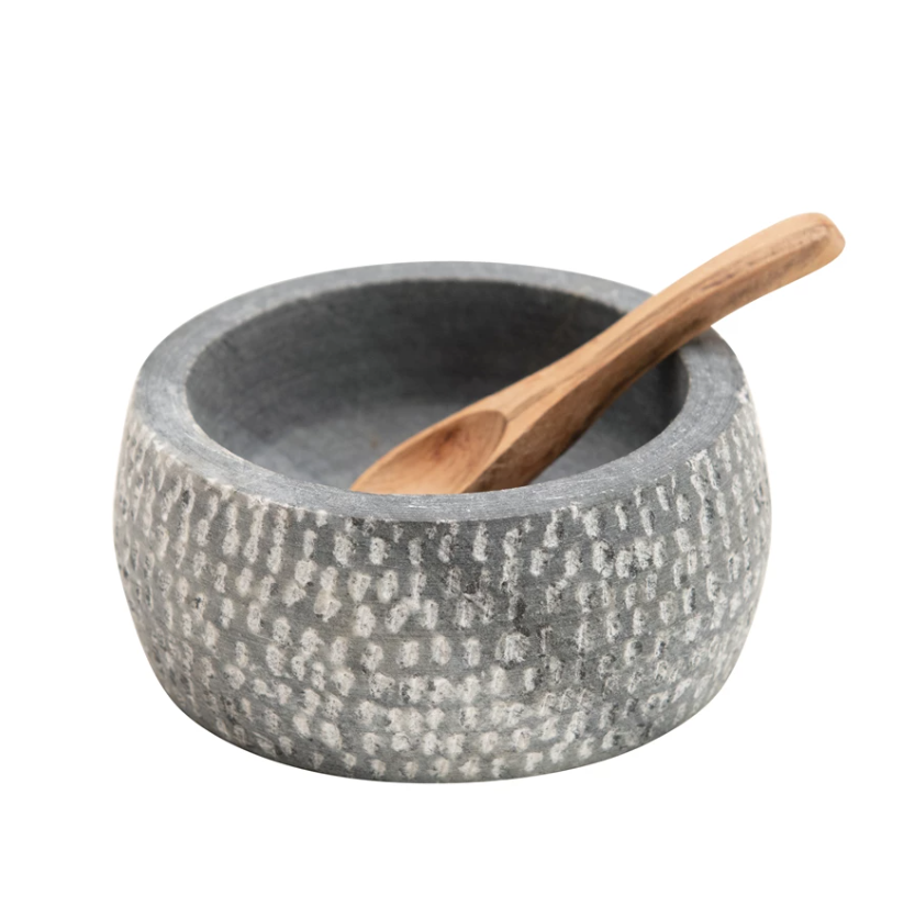 Granite Bowl with Wood Spoon