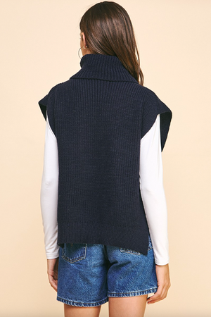 Turtleneck Side Tie Sweater Vest