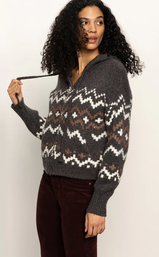 Fairisle Hoodie Zip-Up Sweater