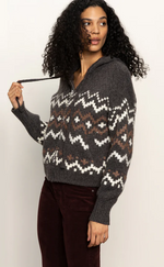 Fairisle Hoodie Zip-Up Sweater