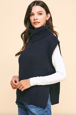 Turtleneck Side Tie Sweater Vest