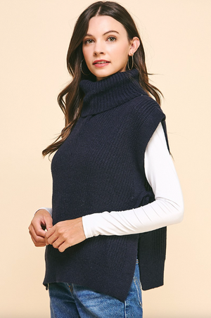 Turtleneck Side Tie Sweater Vest